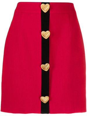 Moschino heart-buttons two-tone skirt - Red
