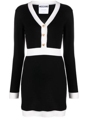 Moschino heart-buttons virgin wool minidress - Black