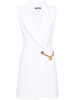 Moschino heart-chain wrapped mini dress - White