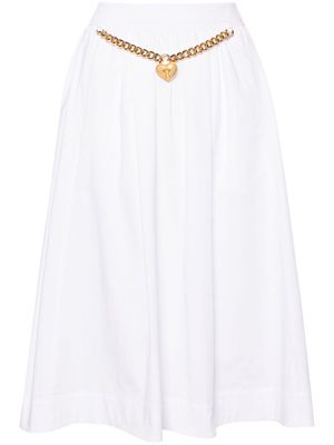 Moschino heart-charm ruched midi skirt - White