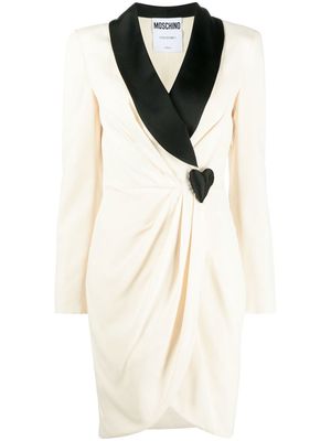 Moschino heart-detail gathered wrap dress - Neutrals