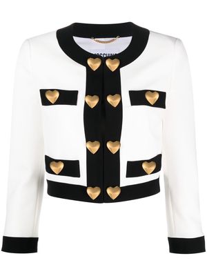 Moschino heart-embellished cropped jacket - White