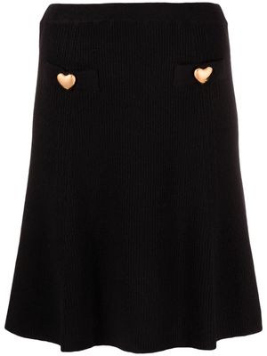 Moschino heart-embellished virgin-wool skirt - Black