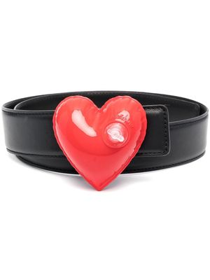 Moschino heart-loogo calf-leather belt - Black