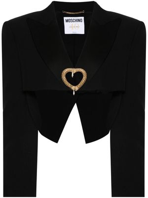 Moschino heart-motif cropped blazer - Black