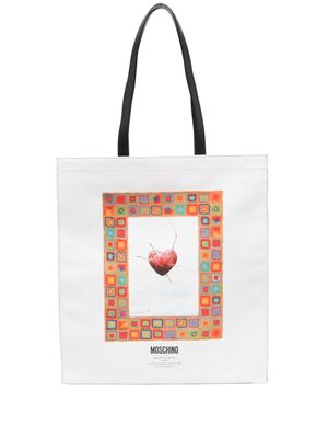 Moschino Heart of Wool-print shoulder bag - White