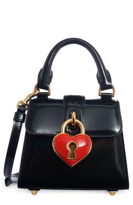 Moschino Heart Padlock Leather Top Handle Bag in A0555 Black