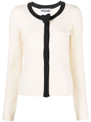 Moschino heart-patch long-sleeved cardigan - White