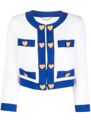 Moschino heart-plaque cropped jacket - White