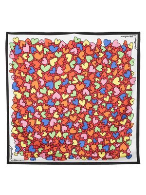 Moschino heart-print silk scarf - Red
