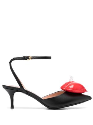 Moschino heart-shape 65mm leather pumps - Black