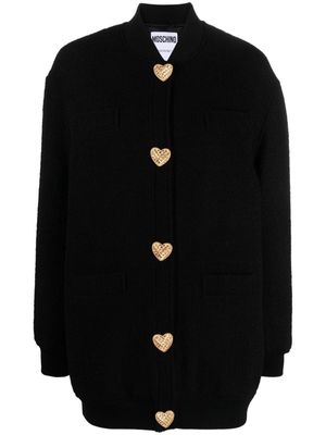 Moschino heart-shape button wool-blend coat - Black