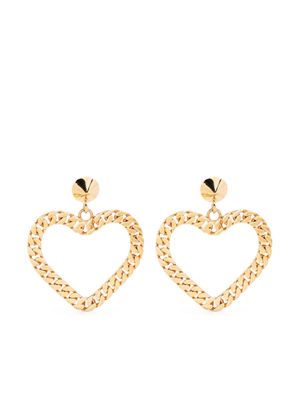 Moschino heart-shape chain-link clip-on earrings - Gold