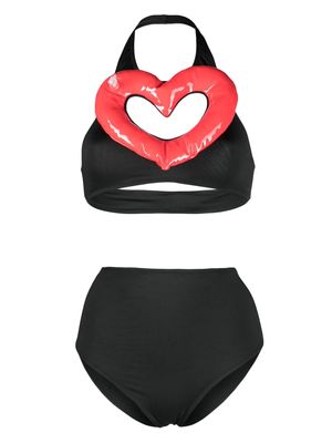 Moschino heart-shape halterneck bikini - Black