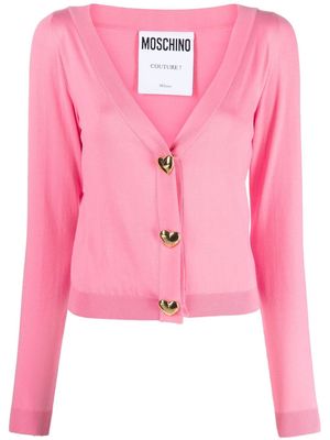Moschino heart-shaped buttons cardigan - Pink
