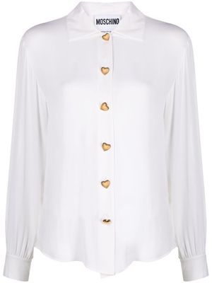 Moschino heart-shaped buttons silk shirt - White