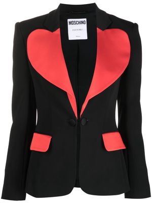 Moschino Heart silk-trim blazer - Black