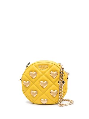 Moschino heart-stud diamond-quilt bag - Yellow