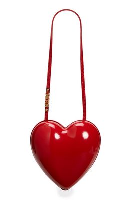 Moschino Heartbeat Patent Shoulder Bag in A0116 Red
