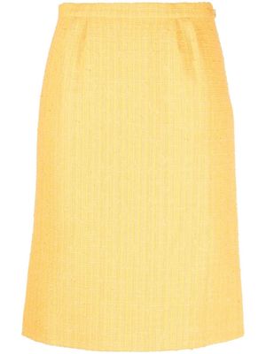 Moschino high-waist bouclé pencil skirt - Yellow