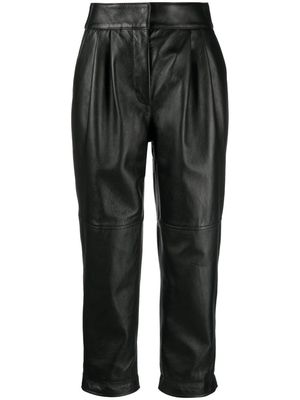 Moschino high-waist leather cropped trousers - Black