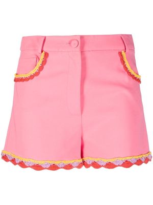 Moschino high-waisted lace-trim shorts - Pink