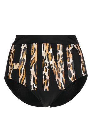 Moschino high-waisted leopard-logo bikini bottoms - Black