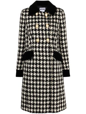 Moschino houndstooth-jacquard double-breasted coat - Black