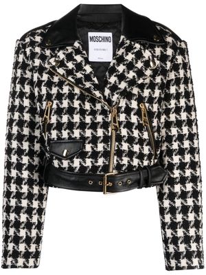 Moschino houndstooth-pattern zip-up jacket - Black