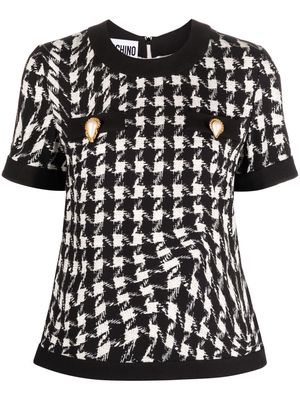 Moschino houndstooth pearl-embellished top - Black