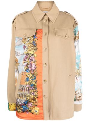 Moschino illustration-print panels shirt jacket - Neutrals