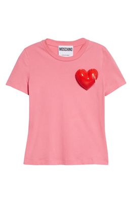 Moschino Inflatable Heart Cotton T-Shirt in Fuchsia