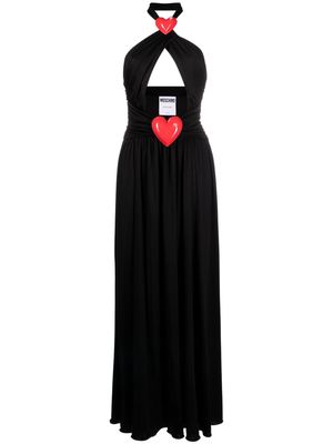 Moschino inflatable heart halterneck gown - Black