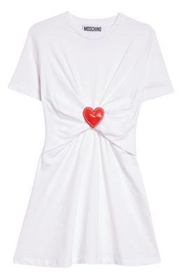 Moschino Inflatable Heart Organic Cotton Jersey T-Shirt Dress in White