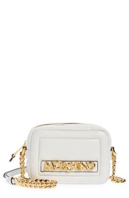 Moschino Inflatable Leather Camera Crossbody Bag in A0001 White