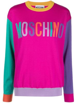 Moschino intarsia-knit logo jumper - Pink