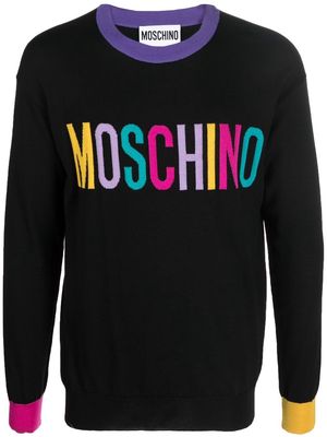 Moschino intarsia-knit logo wool jumper - Black
