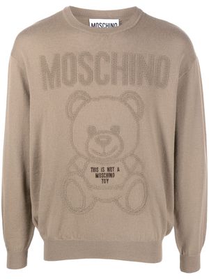 Moschino intarsia-knit logo wool jumper - Brown