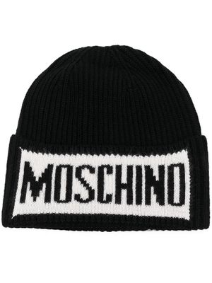Moschino intarsia-logo knit beanie - Black