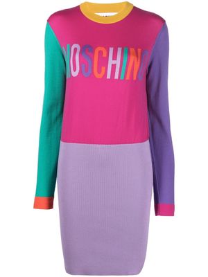 Moschino intarsia logo-knit jumper dress - Pink
