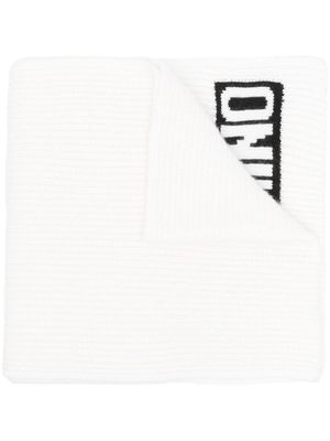 Moschino intarsia-logo knit scarf - White