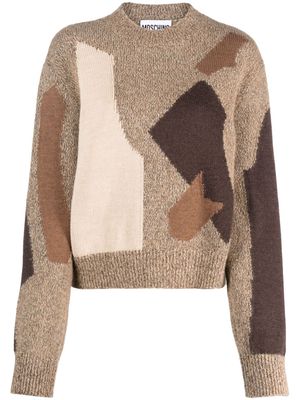 Moschino intarsia-pattern cotton-blend jumper - Brown