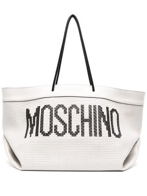 Moschino interwoven leather shoulder bag - White