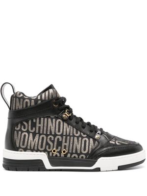 Moschino jacquard-logo high-top sneakers - Black
