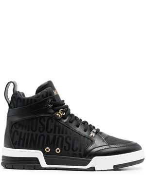 Moschino jacquard-logo leather sneakers - Black