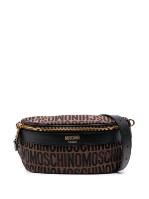 Moschino jacquard-logo motif belt bag - Brown