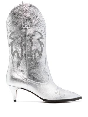 MOSCHINO JEANS 65mm metallic-effect leather boots - Silver