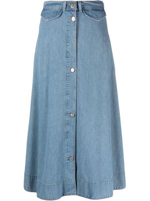 MOSCHINO JEANS A-line buttoned denim skirt - Blue