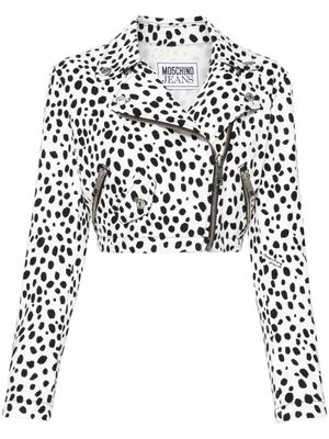 MOSCHINO JEANS animal-print denim jacket - White