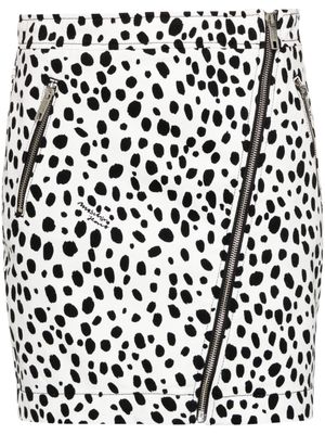 MOSCHINO JEANS animal-print denim skirt - White